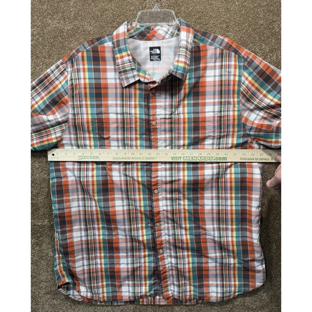 The North Face Button Up‎ Shirt Adult 2XL XXL Orange Plaid Outdoors Mens